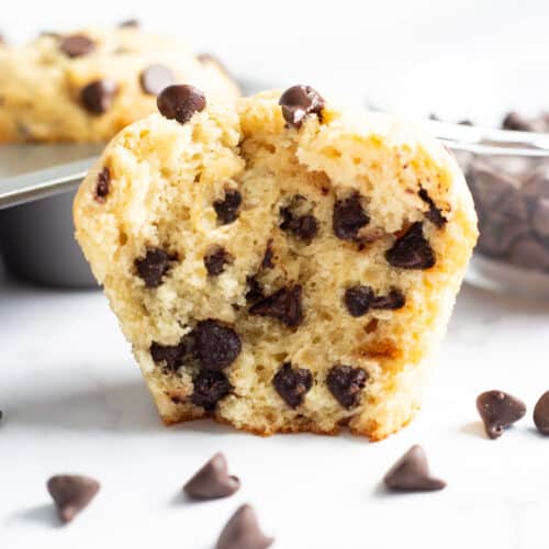 Bakery-style chocolate chip muffins.