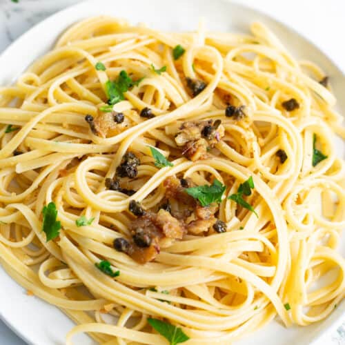 Fried Caper and Garlic Pasta.