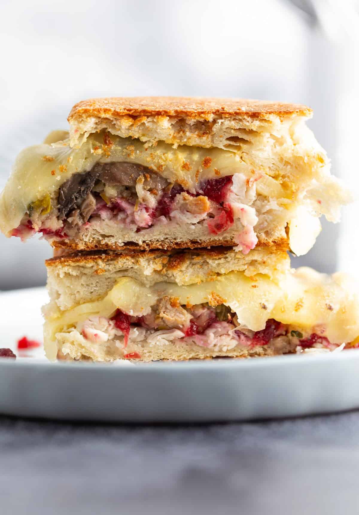 A Thanksgiving turkey melt sandwich.