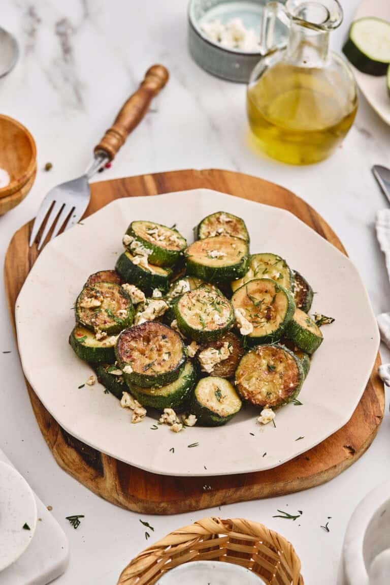 A plate of zucchini with feta.