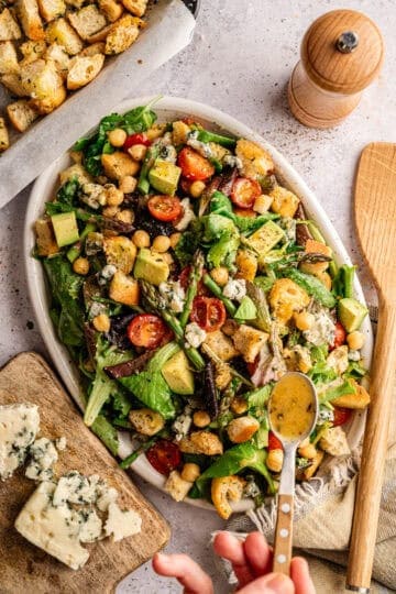 A big platter of blue cheese salad.